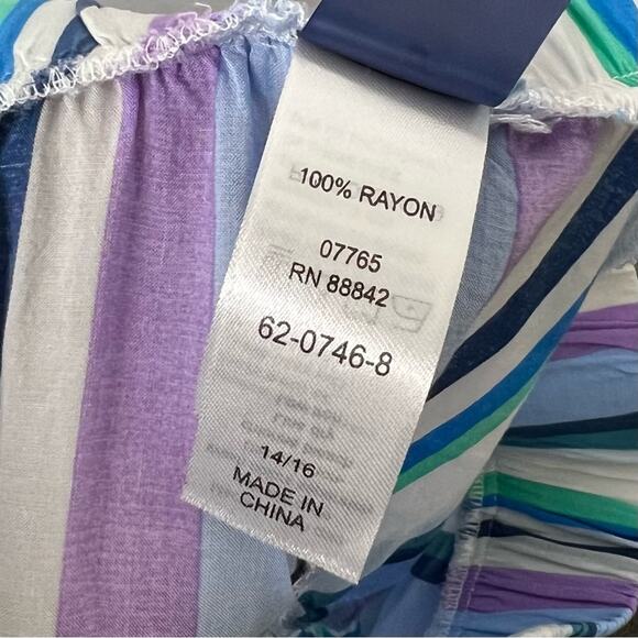 SWIMSUITS FOR ALL / Riley blue purple striped strapless swim cover up dress / 14 - Picture 7 of 8